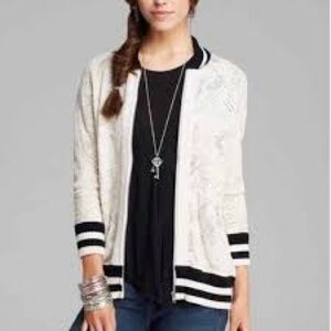 Free People Varsity Lace Bomber Jacket - Size XS
